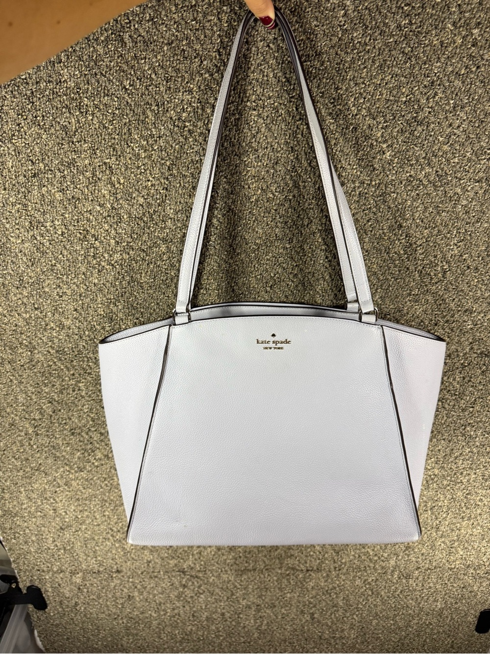 Kate Spade Lilac Frost/Light Purple Pebbled Leather Tote Bag with Laptop Case